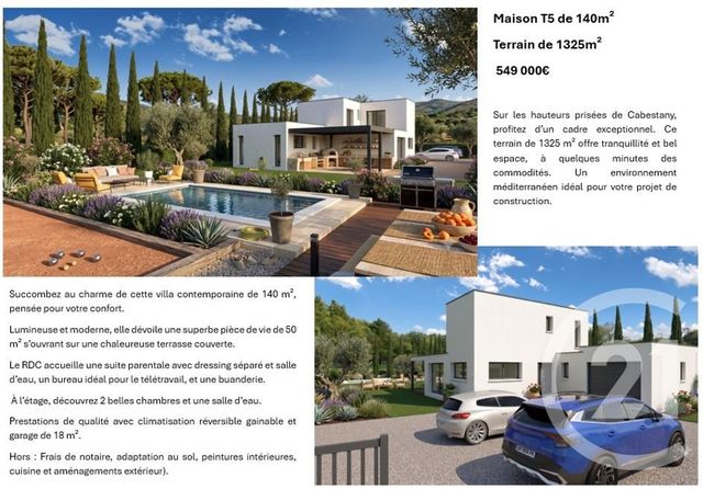 terrain à vendre - 1060.0 m2 - CABESTANY - 66 - LANGUEDOC-ROUSSILLON - Century 21 Côté Sud Immo